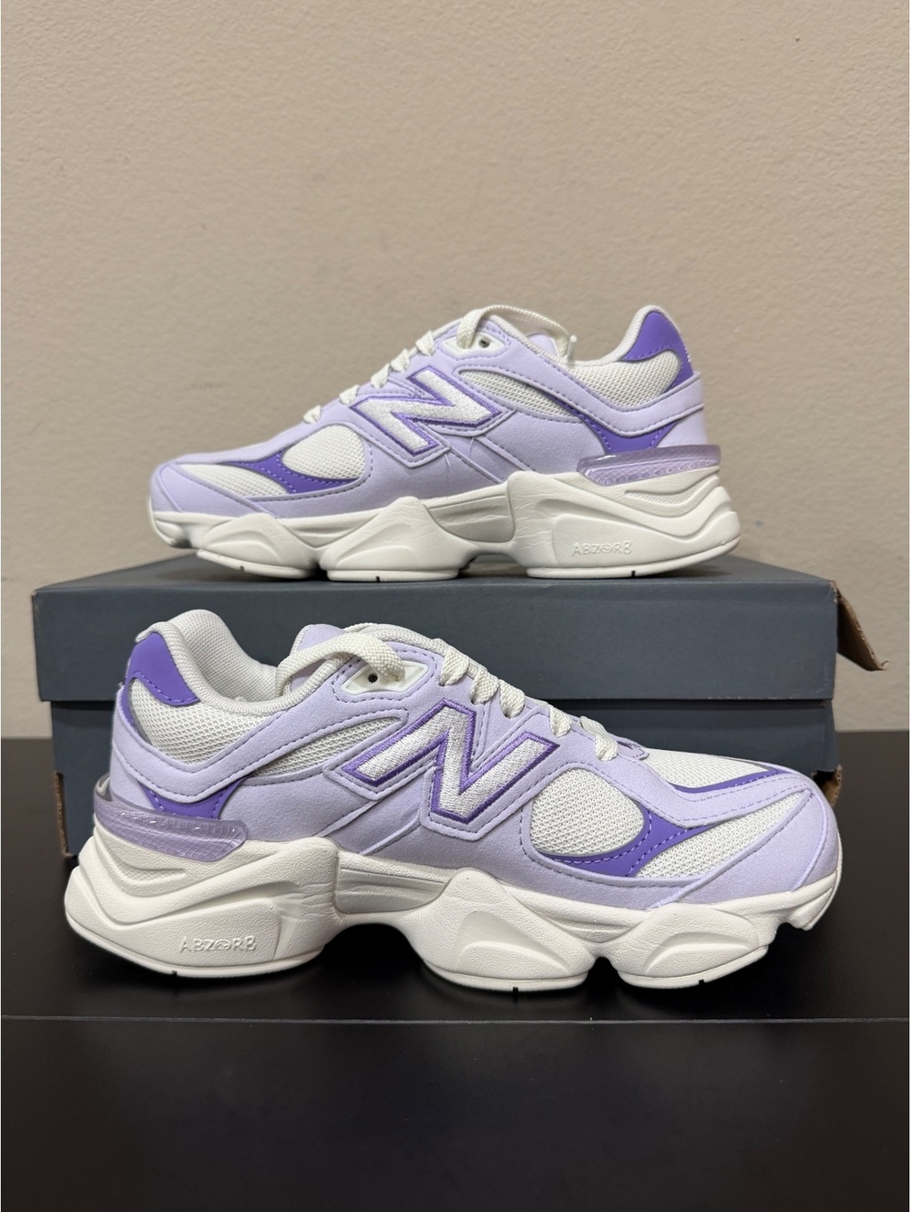 Size 4.5Y/6 Women - New Balance 9060 GS “Sea Salt Violet Crush” - Picture 2 of 6